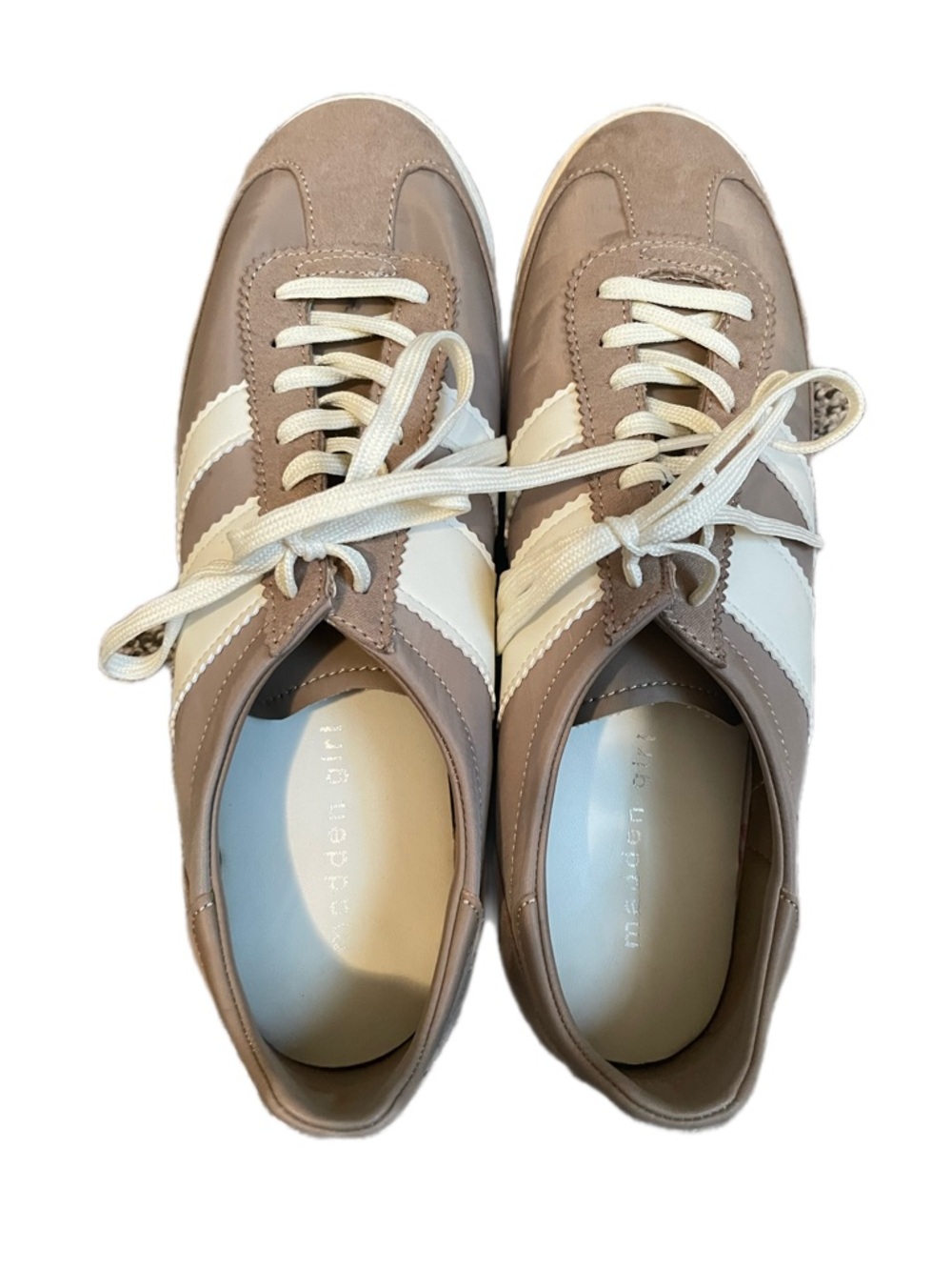 Madden Girl Neutral Beige Casual Sneakers with Silver Logo